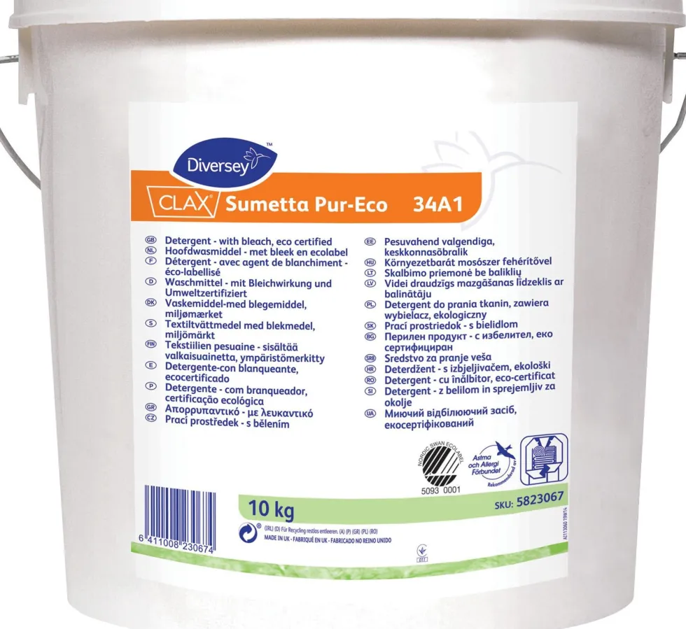 Tvättmedel Clax Sumetta free, hink, 10kg