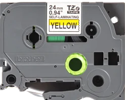 TZe-SL self laminated tape black on yellow 24 mm