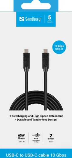 USB-C to USB-C Cable, Black (2m)