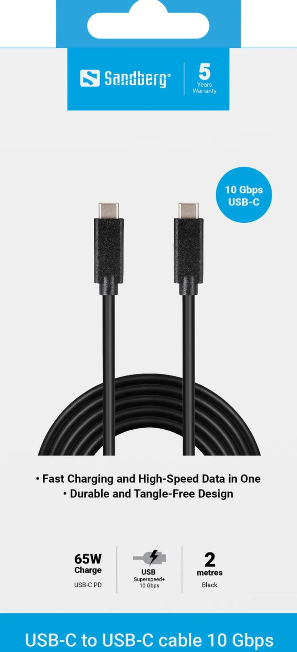 USB-C to USB-C Cable, Black (2m)