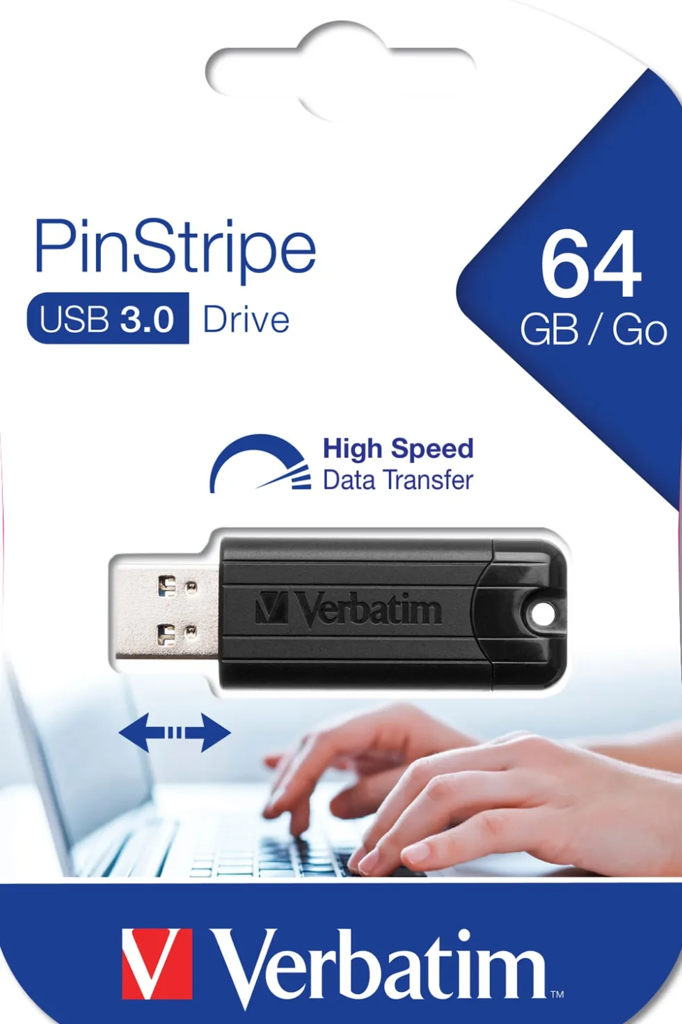 USB 3.2 PinStripe 64GB, Black