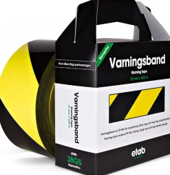 Varningsband 75mmx500m gul/svart