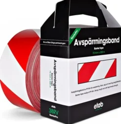 Varningsband 75mmx500m röd/vit