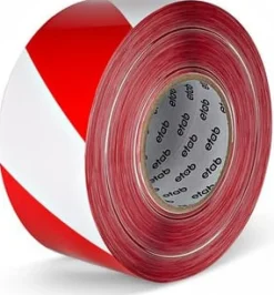 Varningsband 75mmx500m röd/vit