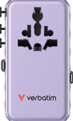 VERBATIM 70W 2C Retractable Universal Travel Adapter Purple