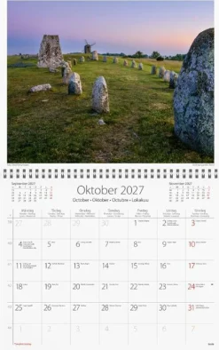 Väggkalender Sweden 2027 med kuvert