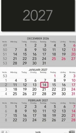Väggkalender Triplaner Elegant 2027