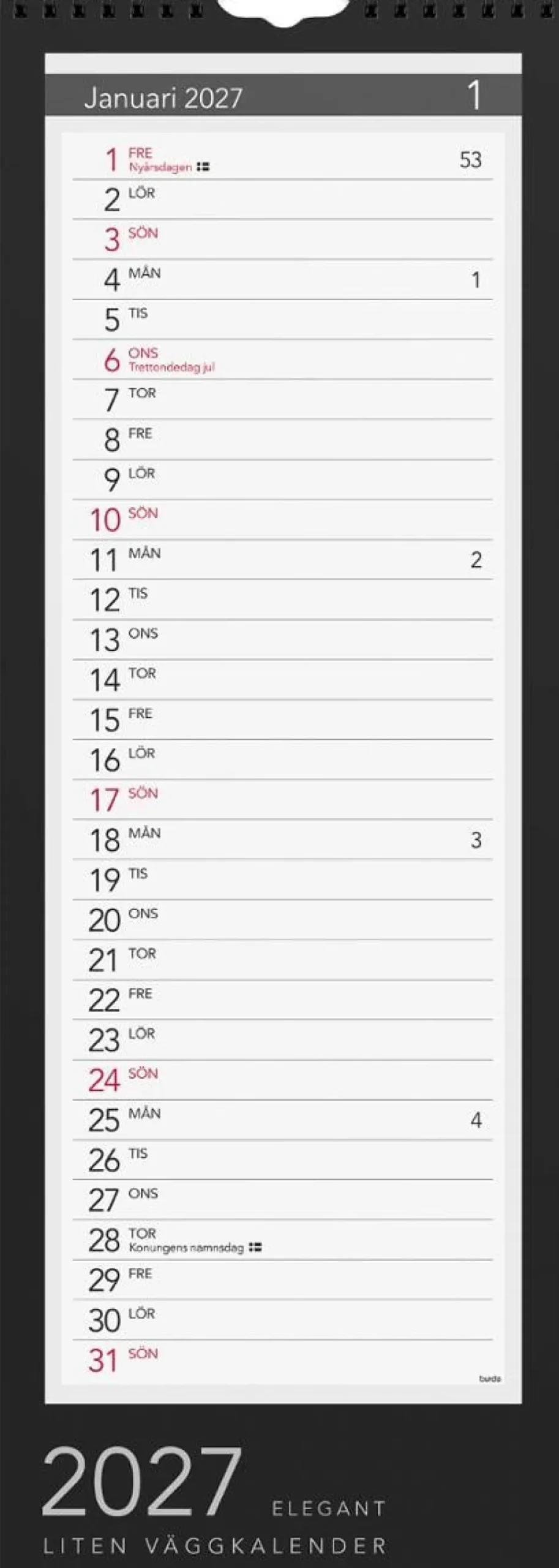 Väggkal Lilla Miljökalender Elegant 2027