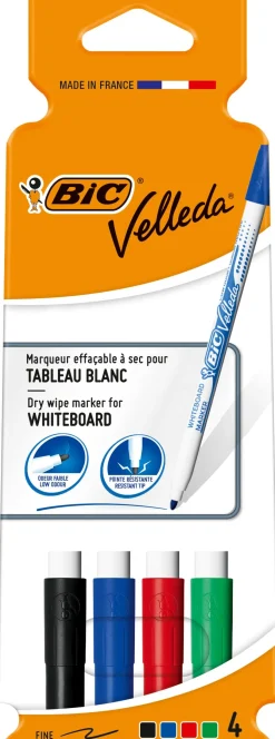 Whiteboardpenna BIC Velleda 1721 Fin, konisk, 4 färger/fp