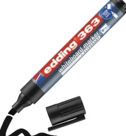 Whiteboardpenna EDDING 363 Svart, torksäker, sned, 10st