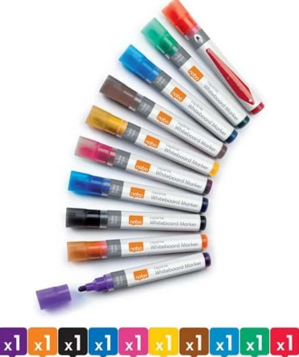 Whiteboardpenna NOBO Liq rund mix 10/fp