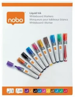 Whiteboardpenna NOBO Liq rund mix 10/fp
