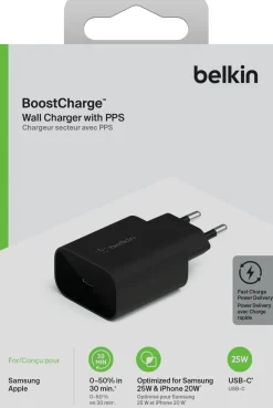 25W PD PPS Wall Charger, Black