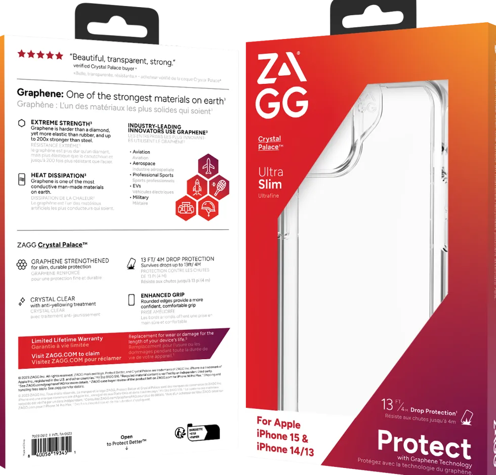 Zagg Crystal Palace - Baksidesskydd för mobiltelefon - klar