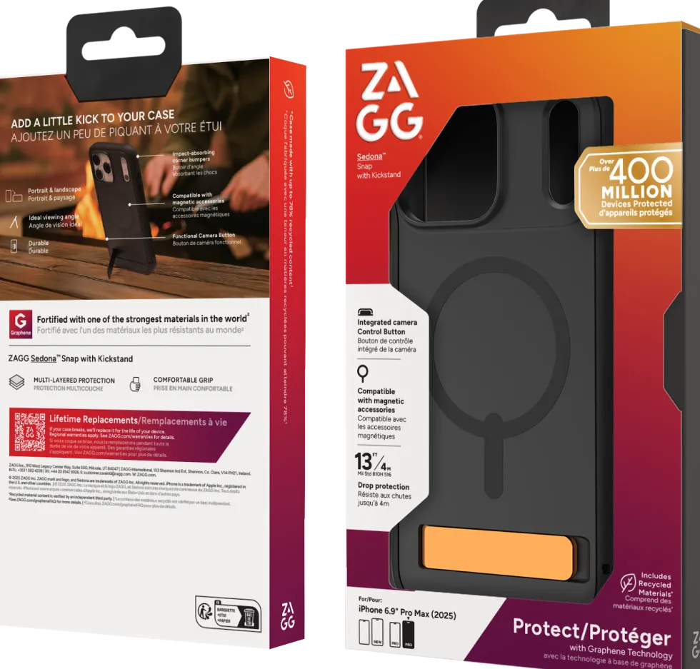 ZAGG Sedona Snap - Baksidesskydd för mobiltelefon - med fällbart